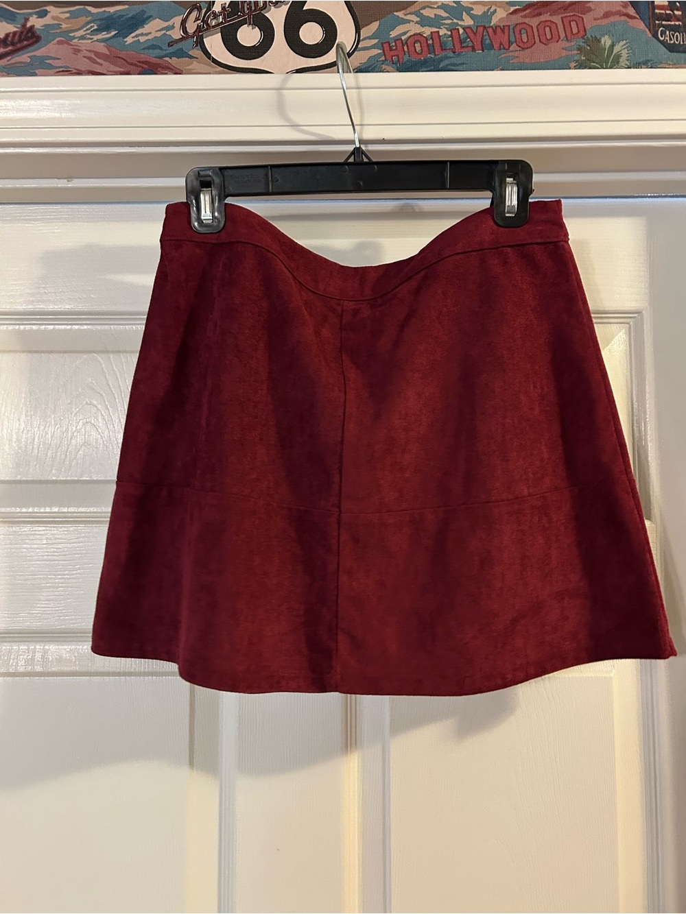 Lulu's Burgundy Faux Suede A-Line Mini Skirt